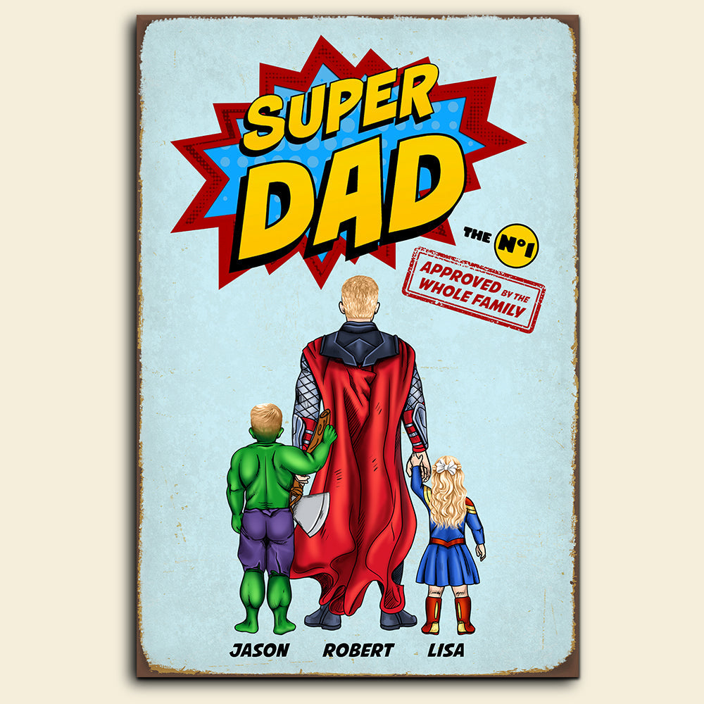 Super Dad Personalized Metal Wall Art Metal Signs PopCulturePrints