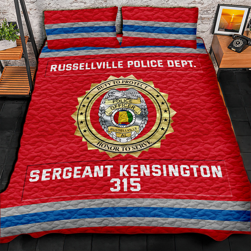Personalized Police Quilt Bedding Set with Custom Department Logo Blanket PopCulturePrints