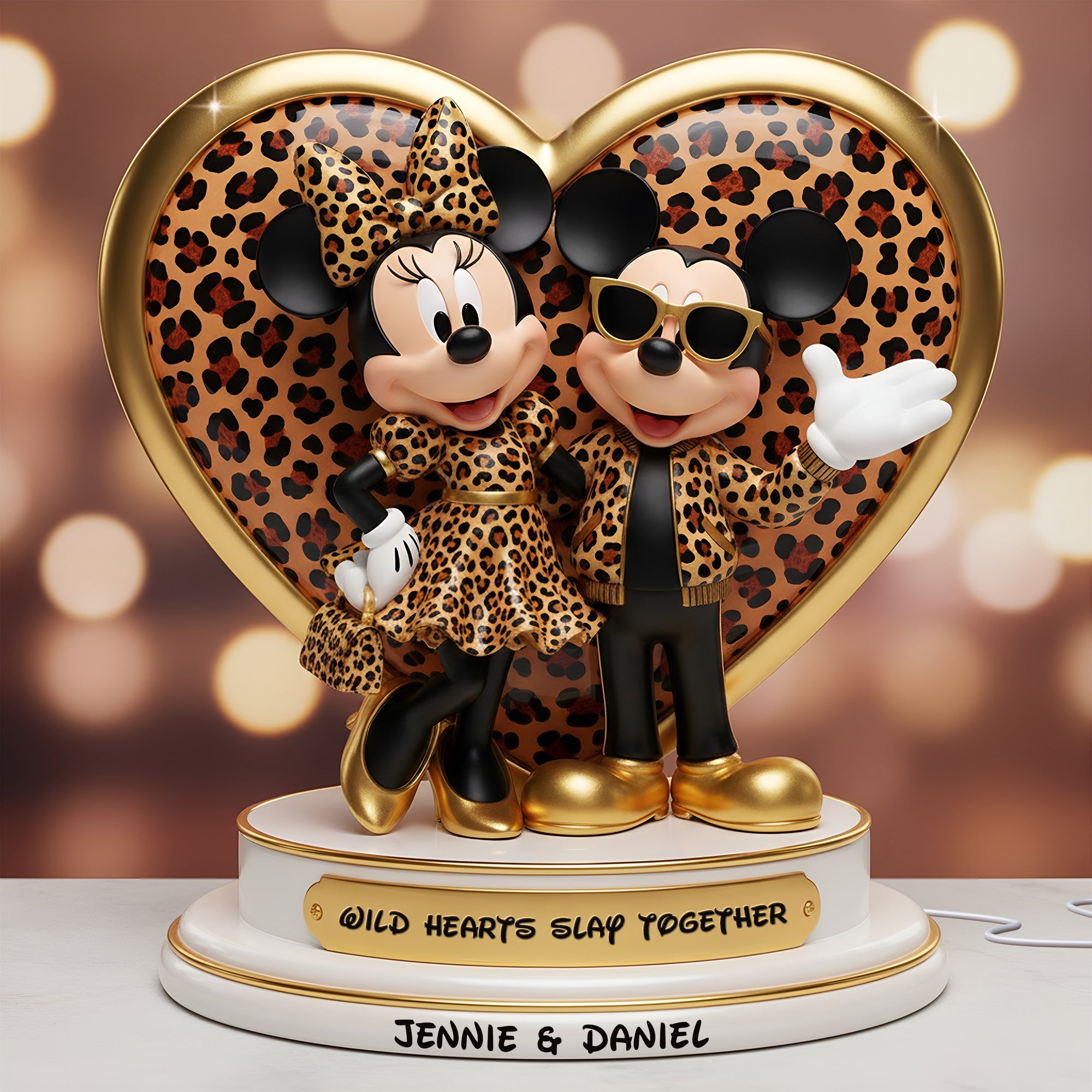 “Wild Hearts Slay Together” - Personalized Leopard Light Box - Unique Gift for Couples, Friends, and Loved Ones Light Box PopCulturePrints