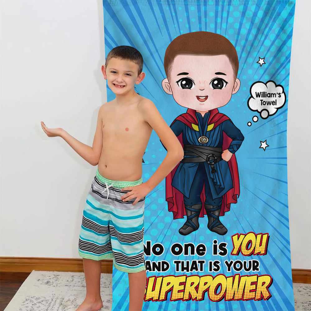 Personalized Superhero Kid Beach Towel - Your Unique Power Beach Towel PopCulturePrints