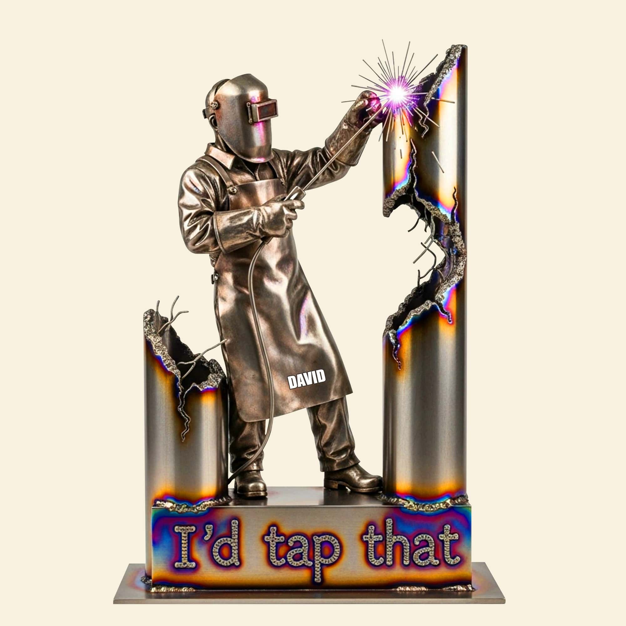 I'd Tap That - Personalized Welder Acrylic Plaque - Custom Gift for Welding Enthusiasts Shaped Plaques PopCulturePrints