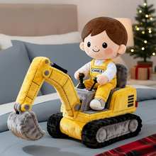 Load image into Gallery viewer, Digging Dreams: Cute Kid Operating Excavator Custom Shape Pillow - Personalized Gift for Kids Pillow PopCulturePrints
