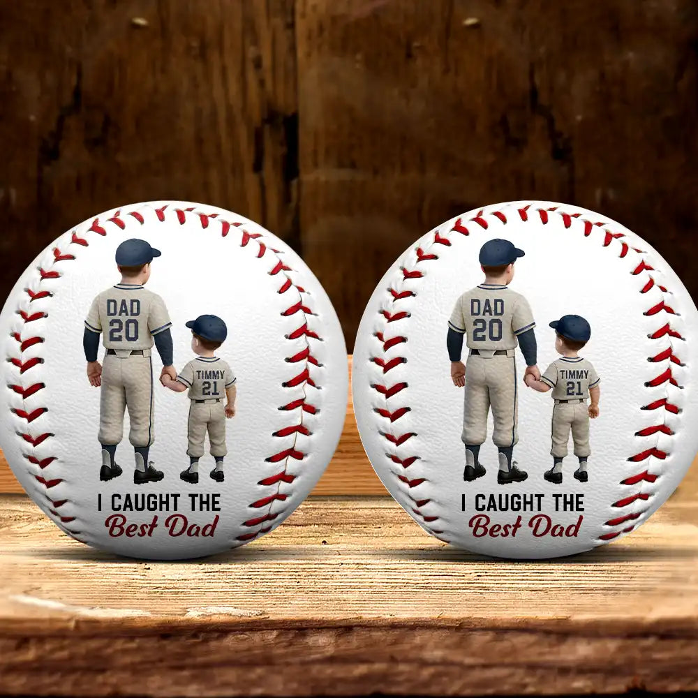 I Caught The Best Dad - Personalized Baseball for Father's Day Baseball, Softball PopCulturePrints