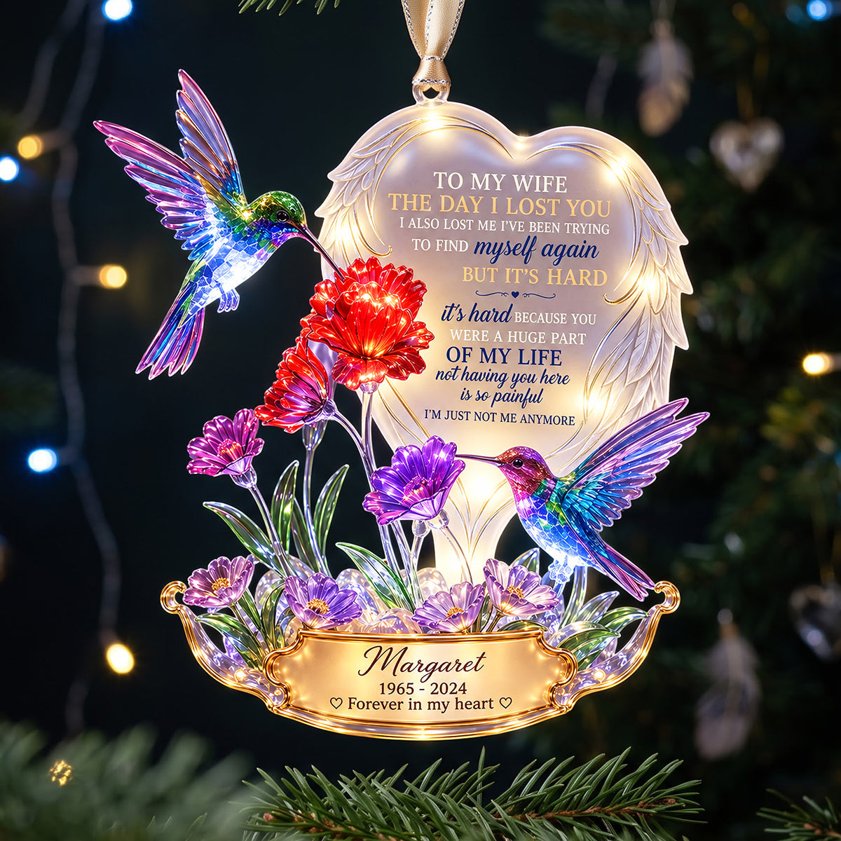A Part In Heaven Hummingbird Couple Ornament - Personalized Keepsake To Remember The Departed One 05QHTA141026 Ornament PopCulturePrints