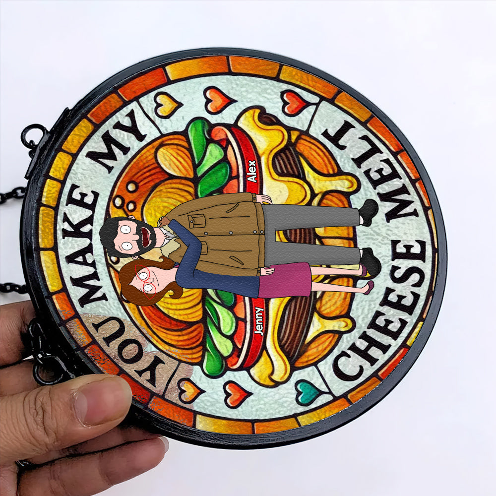 Personalized Stained Glass Suncatcher for Couples - Unique Valentine's Day Gifts Ornament PopCulturePrints