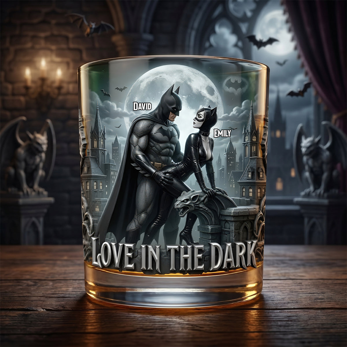 Love In The Dark Round Glass - Custom Personalized Gift for Couples