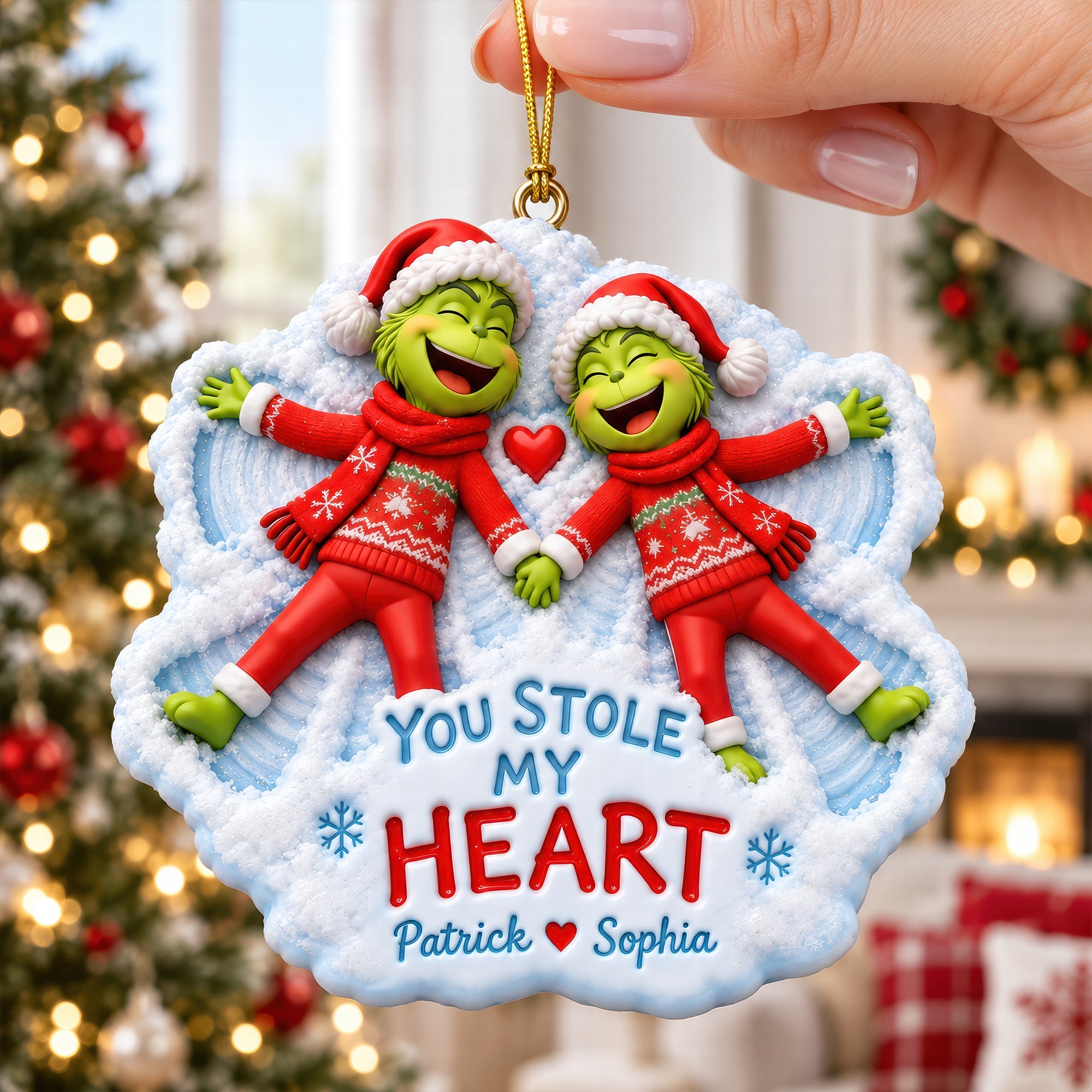 You Stole My Heart - Personalized Snowy Sweethearts Christmas Ornament for Couples