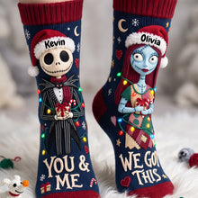 Load image into Gallery viewer, You &amp; Me We Got This – Spooky Christmas Couple Personalized Socks
