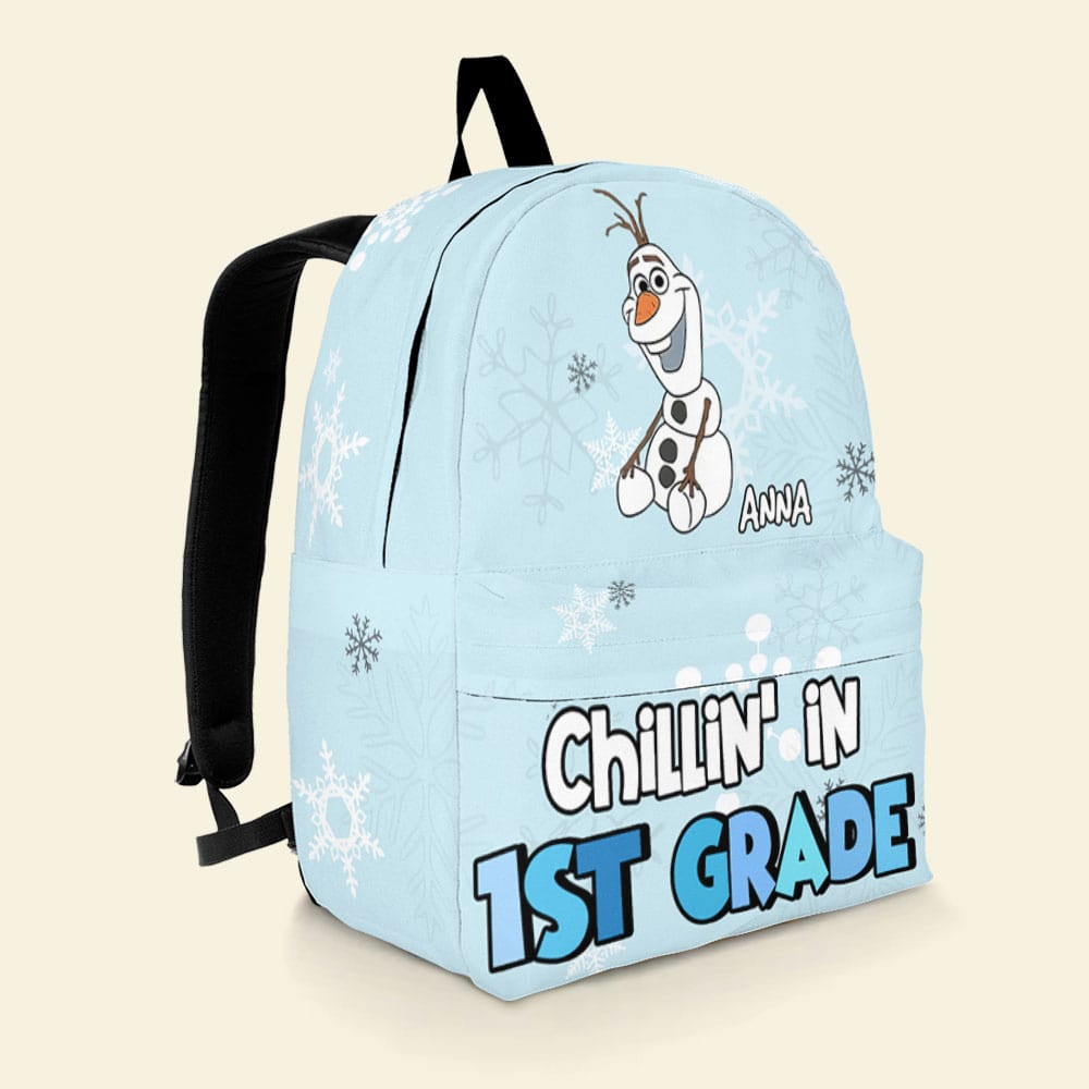 Personalized Snowman Backpack for Kids - 1st Grade Chillin' Backpack PopCulturePrints