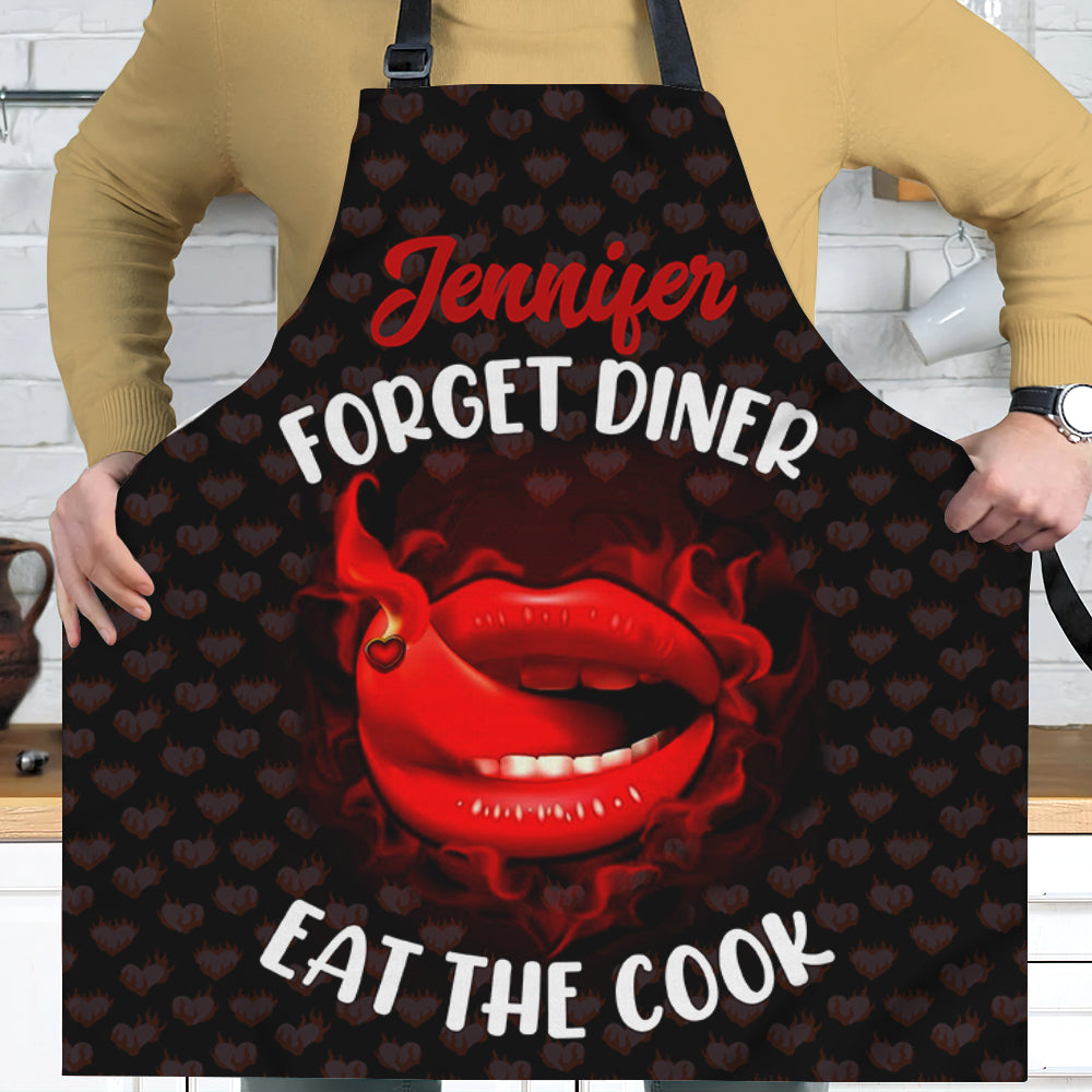Personalized Couple Apron - 'Forget Diner, Eat The Cook' Aprons PopCulturePrints