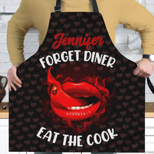 Load image into Gallery viewer, Personalized Couple Apron - 'Forget Diner, Eat The Cook' Aprons PopCulturePrints
