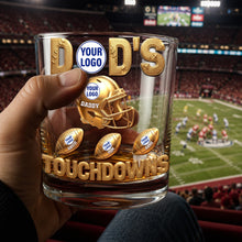 Load image into Gallery viewer, Score Big with DAD'S TOUCHDOWNS - Personalized Sport Lover 11oz Round Glass - Gift for Dad, Grandpa, and Sports Enthusiasts Glass PopCulturePrints
