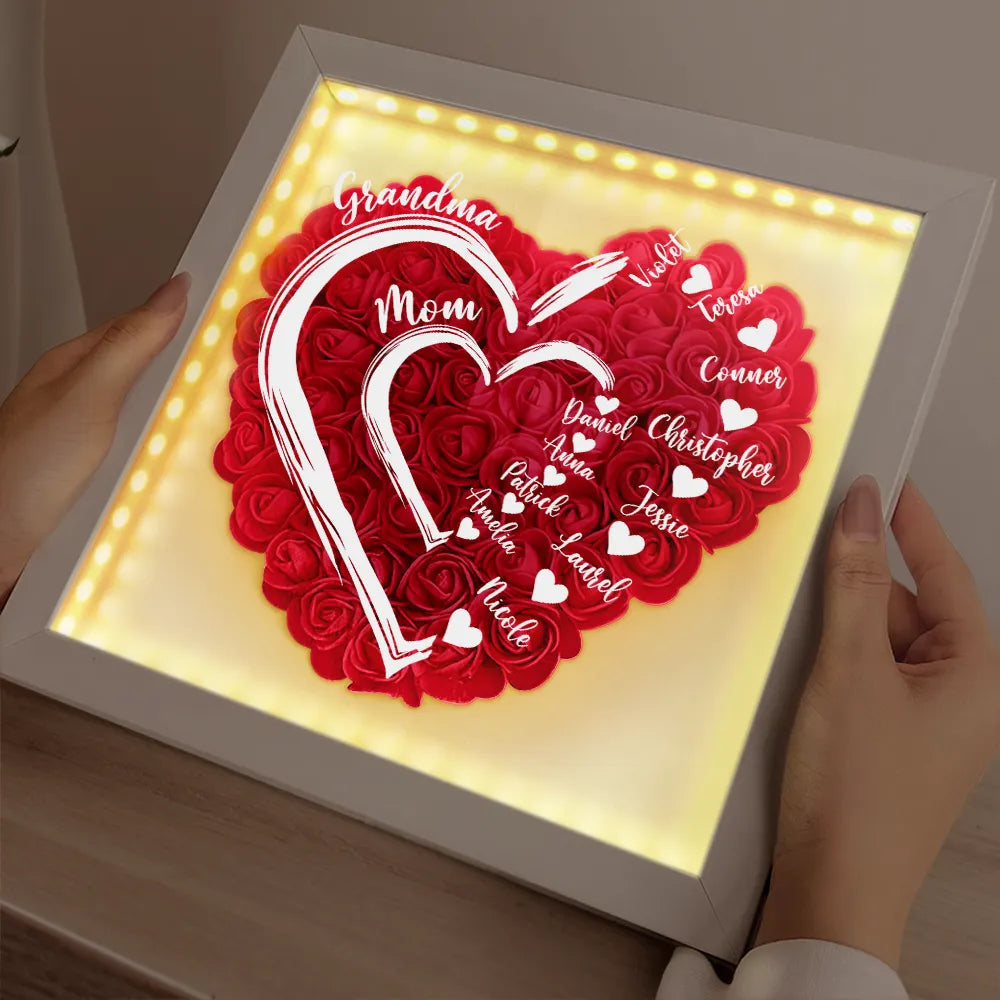 Mom and Grandma's Love - Personalized LED Light Flower Shadow Box LED Light Flower Shadow Box PopCulturePrints
