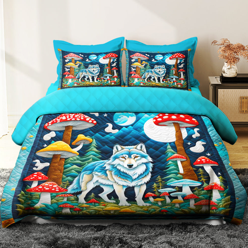 Howling Wolf Quilt Bed Set - Perfect Gifts for Wolf Lovers Blanket PopCulturePrints