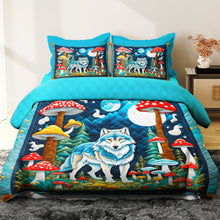 Load image into Gallery viewer, Howling Wolf Quilt Bed Set - Perfect Gifts for Wolf Lovers Blanket PopCulturePrints
