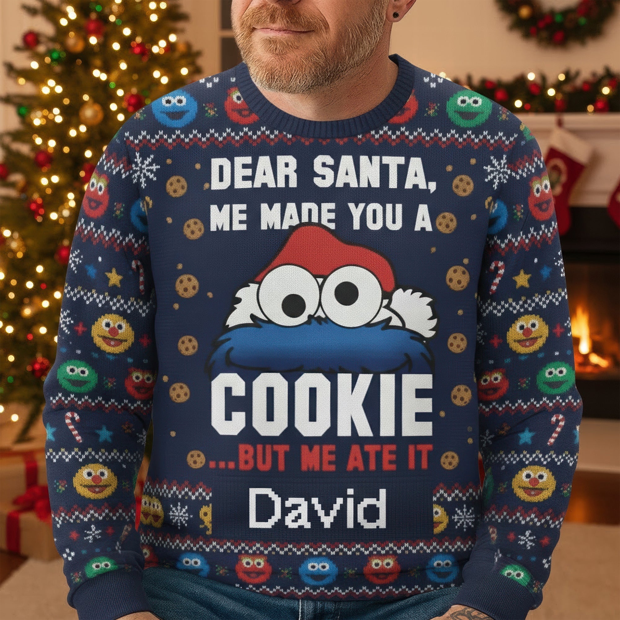 Dear Santa, I Made You a Cookie – Personalized Funny Ugly Sweater AOP Products PopCulturePrints