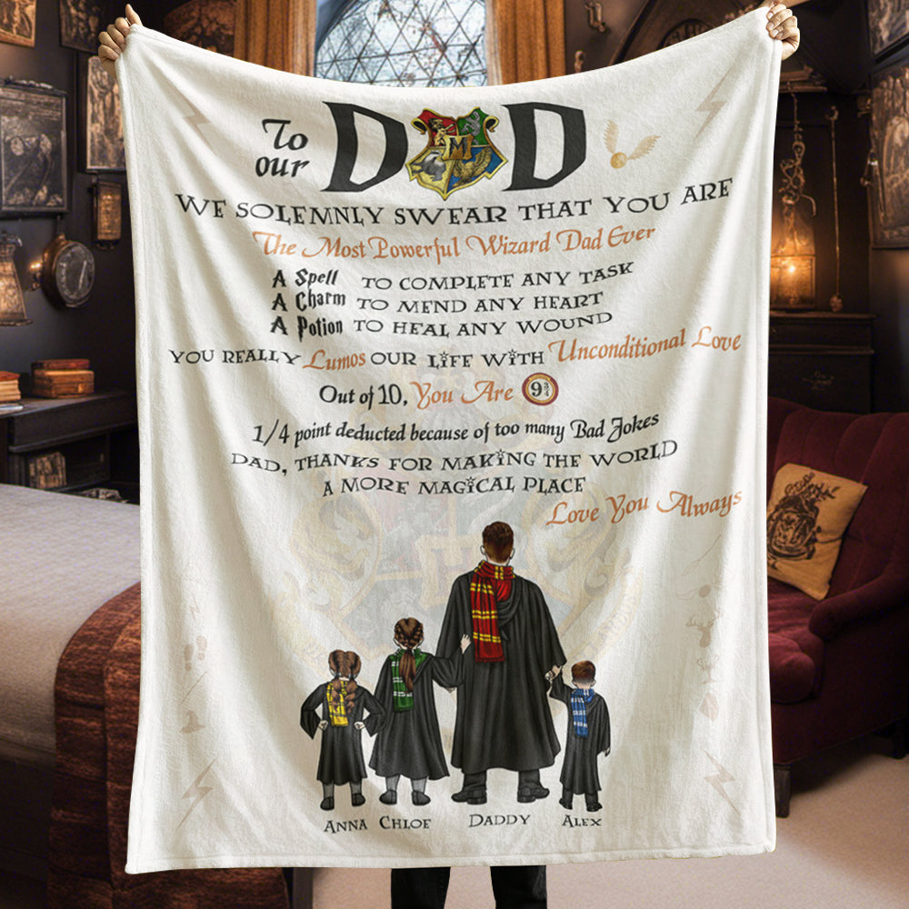 Personalized Wizard Dad Blanket - Harry Potter Theme