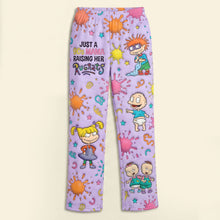 Load image into Gallery viewer, “Just a 90s Mama Raising Her Rugrats” - Funny Kids Pajama Pants - Personalize for Mom and Grandma Pajama Pant PopCulturePrints
