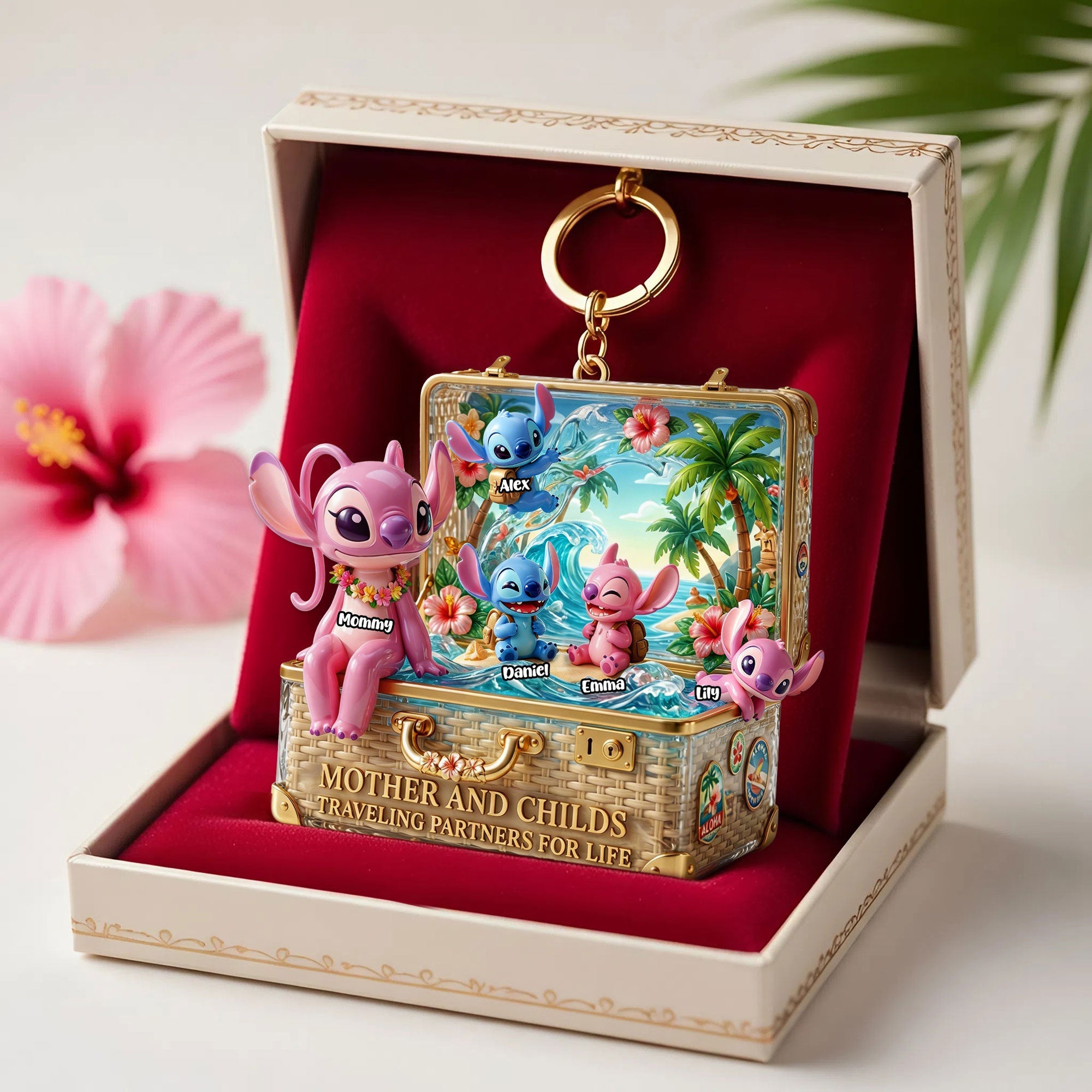 “Traveling Partners for Life” - Cute Traveling Mom Keychain - Personalized Gift for Moms, Grandma, and Kids Keychains PopCulturePrints