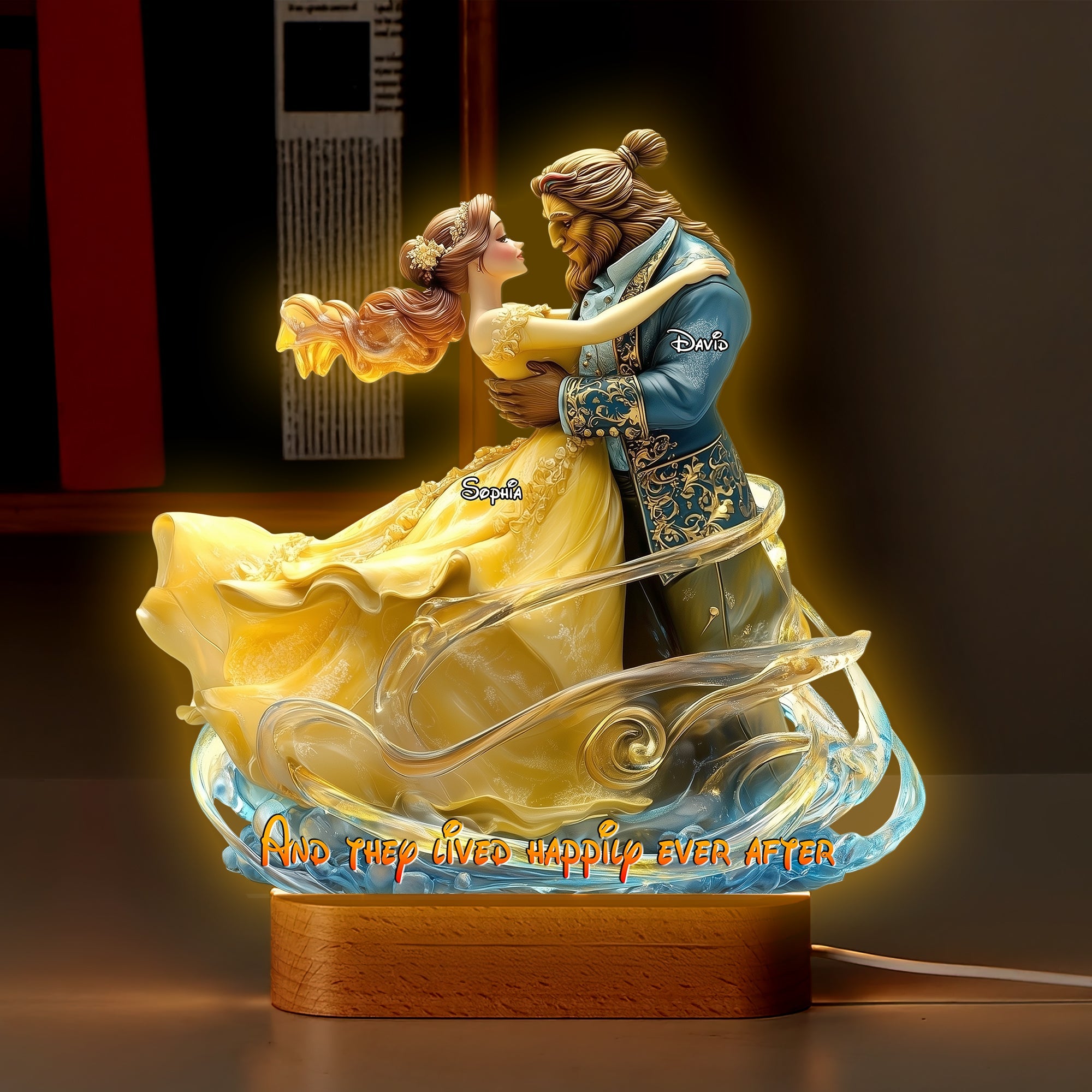 And They Lived Happily Ever After - Cartoon Couple LED Light | Personalized Gift for Couples Led Night Light PopCulturePrints