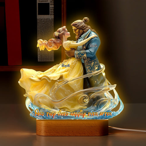 And They Lived Happily Ever After - Cartoon Couple LED Light | Personalized Gift for Couples Led Night Light PopCulturePrints