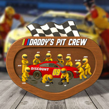Load image into Gallery viewer, “Rev Up His Day with Personal Touch!” - Dad’s Racing Pit Team Acrylic Plaque - Personalized Gift for Dad, Grandpa, and All Racing Fans Shaped Plaques PopCulturePrints
