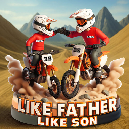 Like Father, Like Son - Personalized Dirt Bike Dad Plaque Shaped Plaques PopCulturePrints