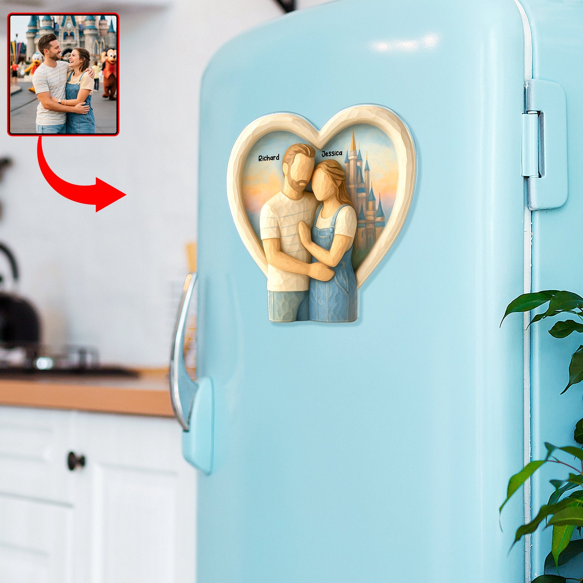 "Together in Every Adventure" - Custom Couple Travel Fridge Magnet - Personalized Gift for Couples, Friends, Engaged Lovers Fridge Magnet PopCulturePrints