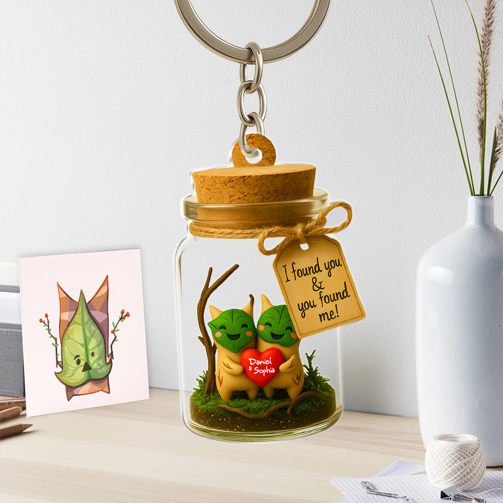 I Found You & You Found Me - Leaf Sprite Couple Acrylic Keychain - Personalized Gifts For Couples Keychains PopCulturePrints