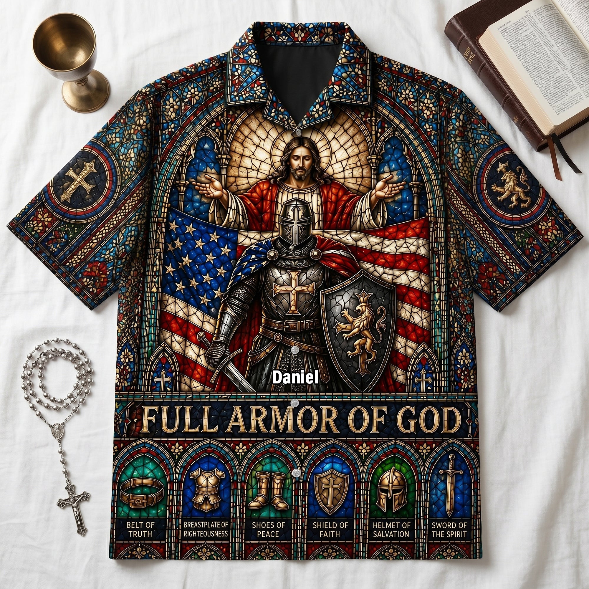 “Be Strong in the Lord” - Full Armor Of God Hawaiian Shirt - Personalized Gifts For Christian Hawaiian Shirts PopCulturePrints