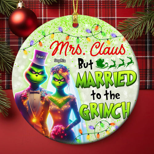Grinch & Mrs. Claus Personalized Ornament - Perfect Christmas and Valentine's Day Gifts for Couples Ornament PopCulturePrints
