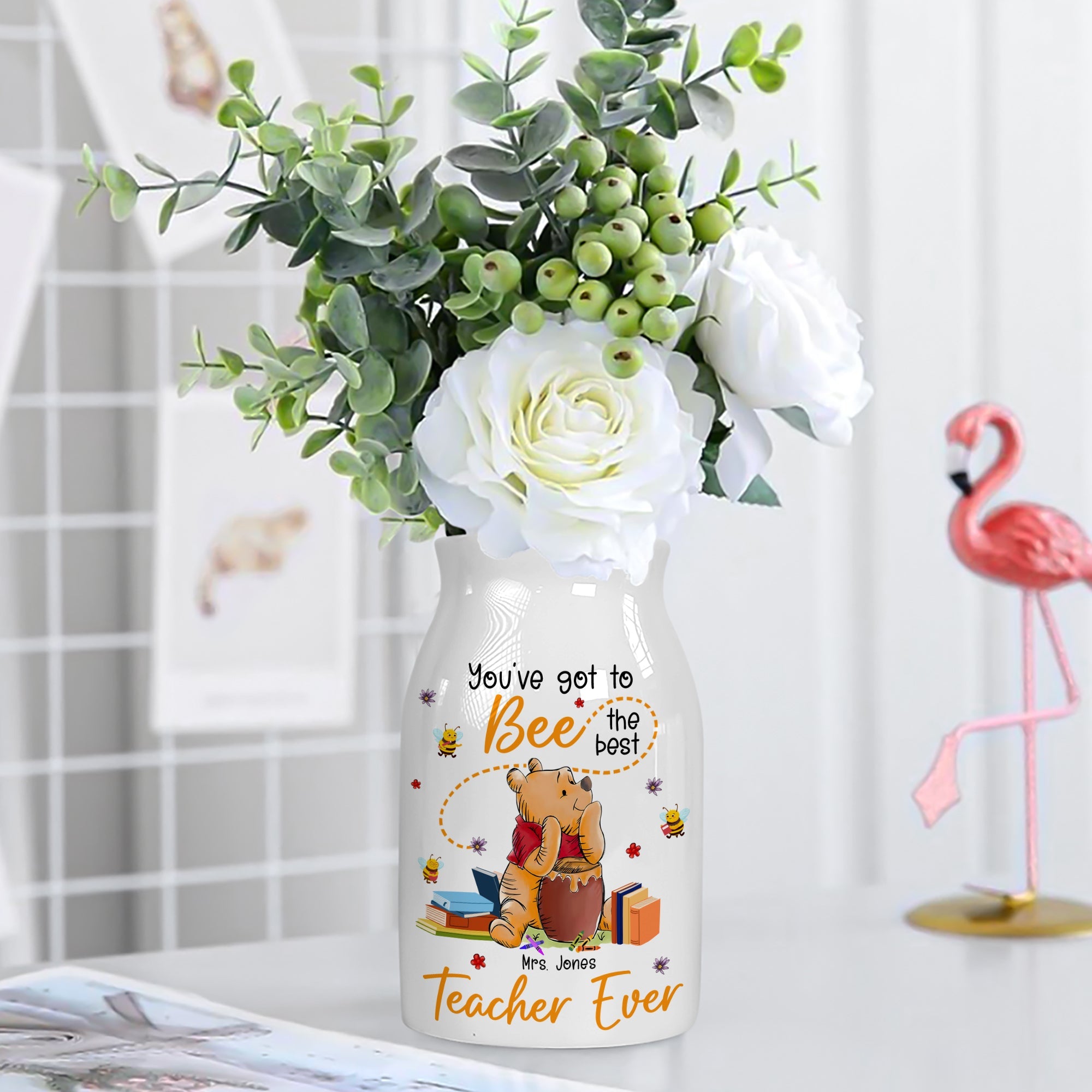 Personalized Best Teacher Ever Flower Vase Flower Vase PopCulturePrints