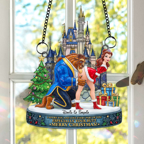 Adore You & Love Every Part - Cheeky Kiss Couple Suncatcher - Personalized Christmas Gift for Couples Ornament PopCulturePrints