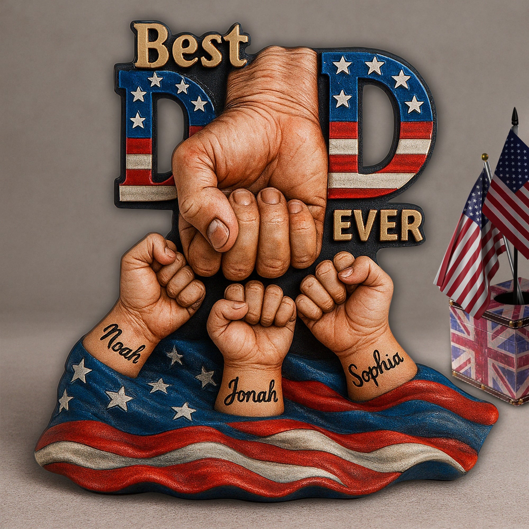 "Best Dad Ever - A Personalized Tribute to Fatherhood" - Dad Bump Plaque, Custom Gift for Dads and Grandpas Shaped Plaques PopCulturePrints