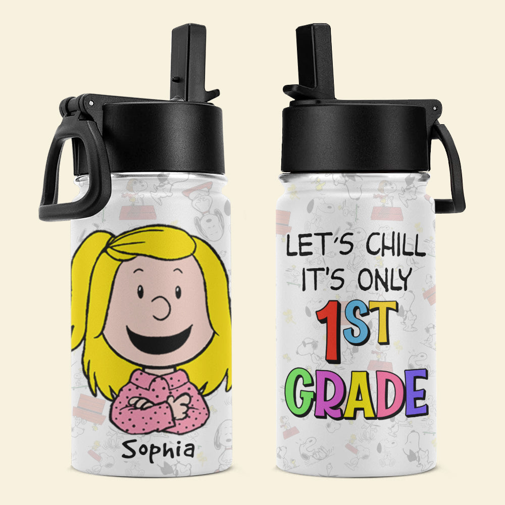 Personalized 1st Grade Water Bottle for Kids - Cute Cartoon Design