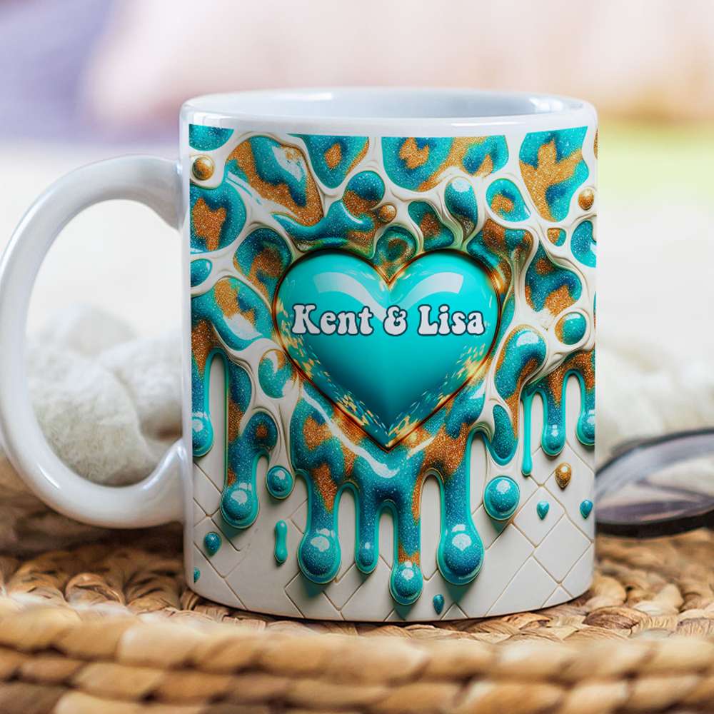 Personalized 3D Heart Coffee Mug for Couples Coffee Mug PopCulturePrints