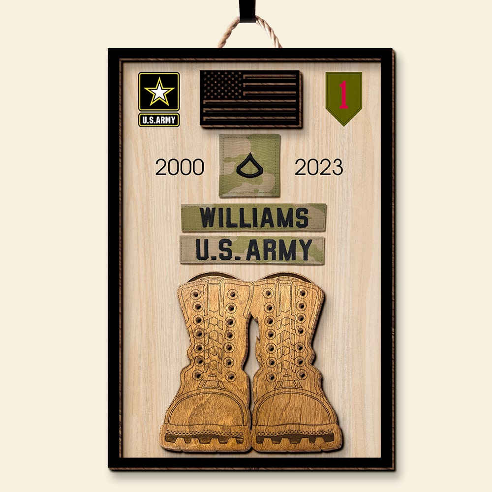 Personalized Veteran Military Branch Wood Sign - Proud Service Display Plaque