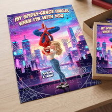 Load image into Gallery viewer, "My Spidey-Sense Tingles When I'm With You" - Personalized Swing Couple Jigsaw Puzzle - Unique Gift for Couples, Friends, and Loved Ones Jigsaw Puzzles PopCulturePrints
