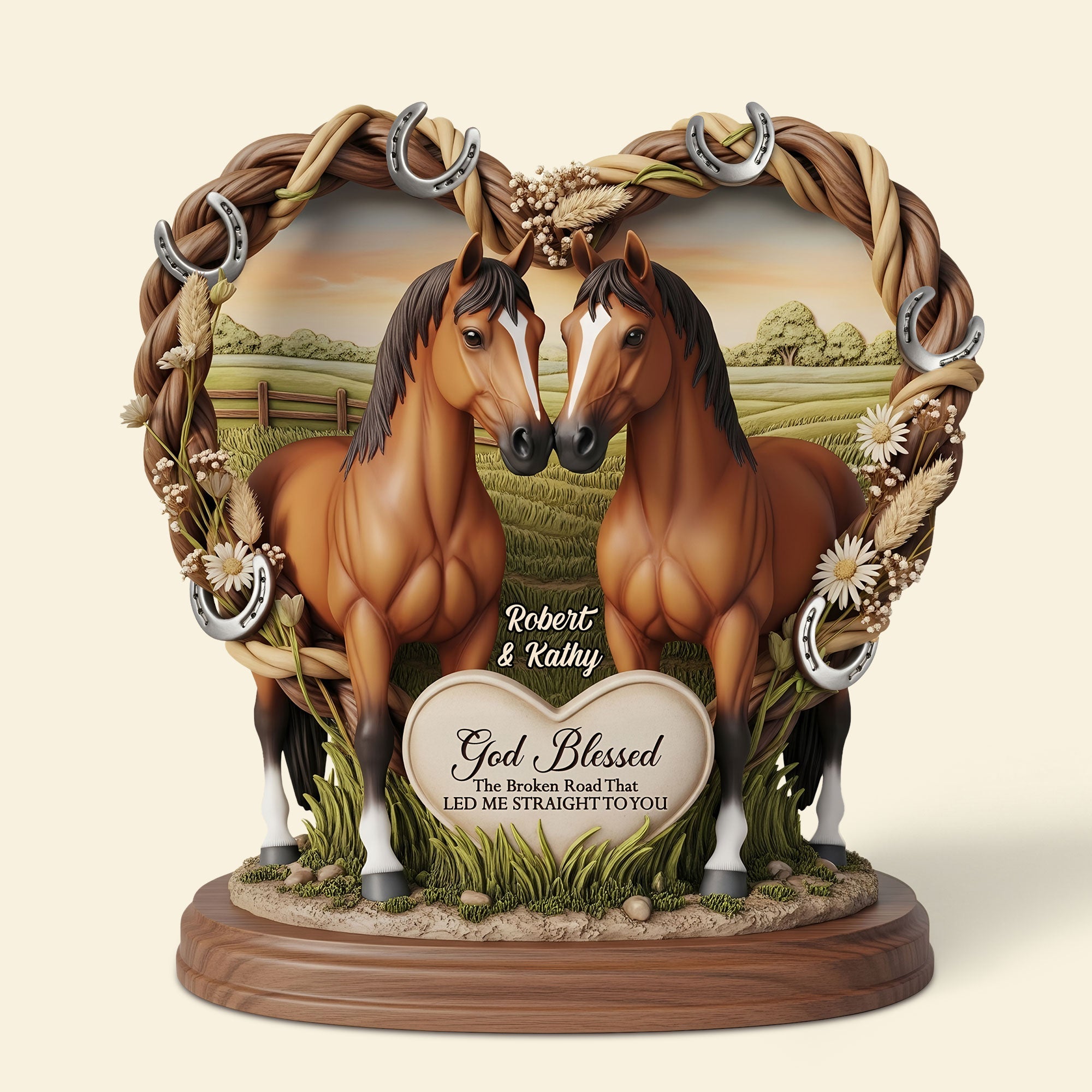 God Blessed - Custom Horse Couple Plaque - Personalized Gift for Couples Shaped Plaques PopCulturePrints