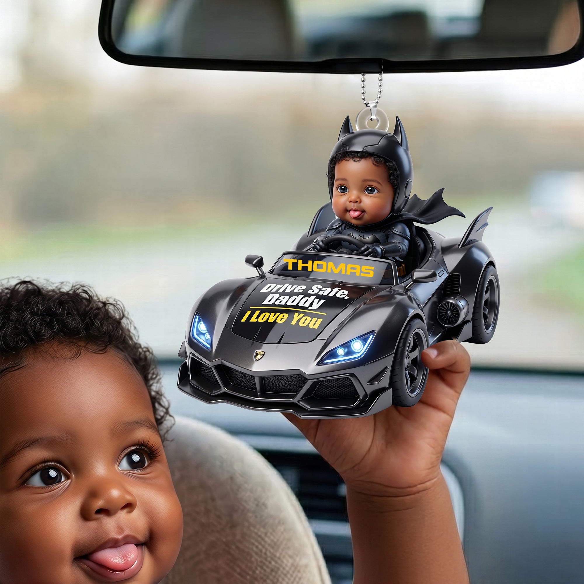 “Drive Safe, Daddy! I Love You” - Custom Car Ornament - Gift for Dads and Grandpas Ornament PopCulturePrints