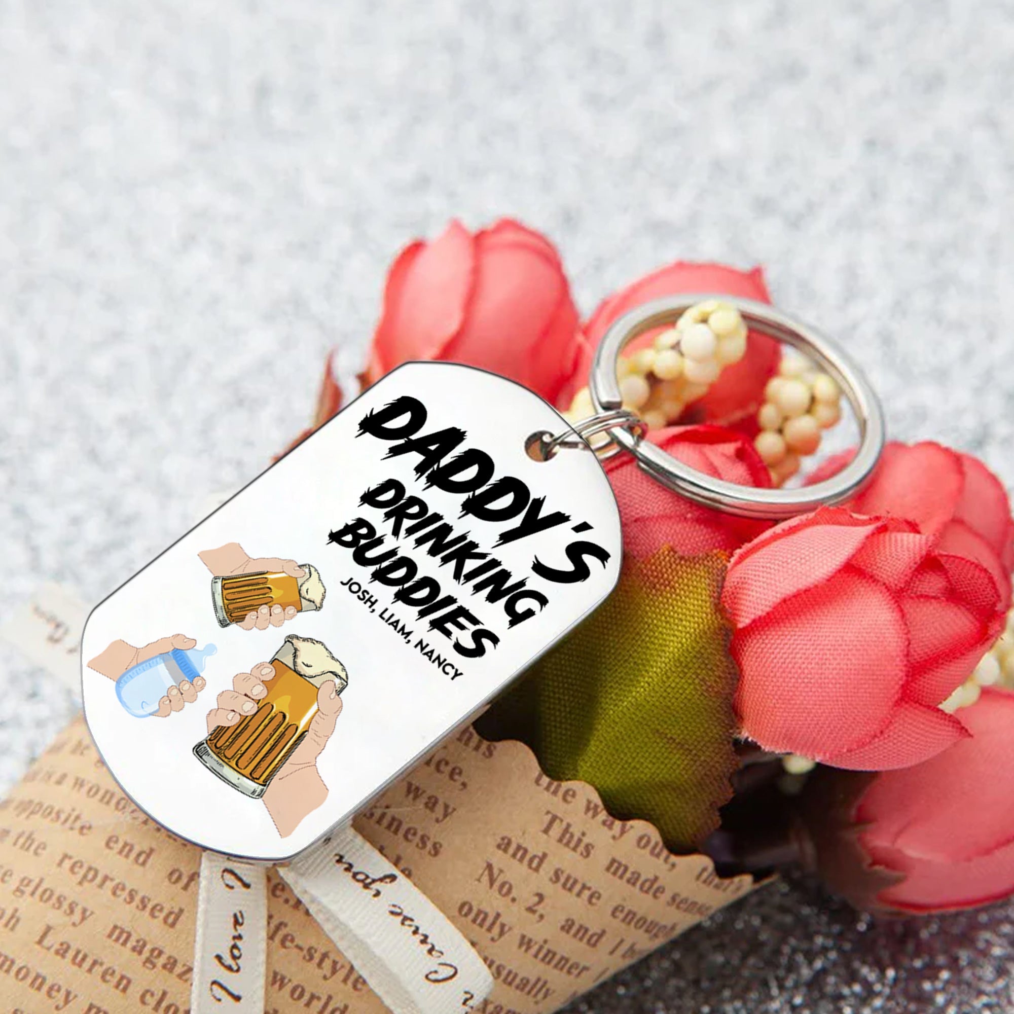 Custom 'Daddy's Drinking Buddies' Keychain - Personalized Gift for Dad Keychains PopCulturePrints
