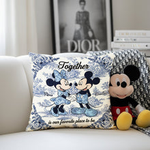 Load image into Gallery viewer, Together: Our Favorite Place to Be - Sweetheart Couple Square Pillow - Personalized Gifts for Couples Pillow PopCulturePrints
