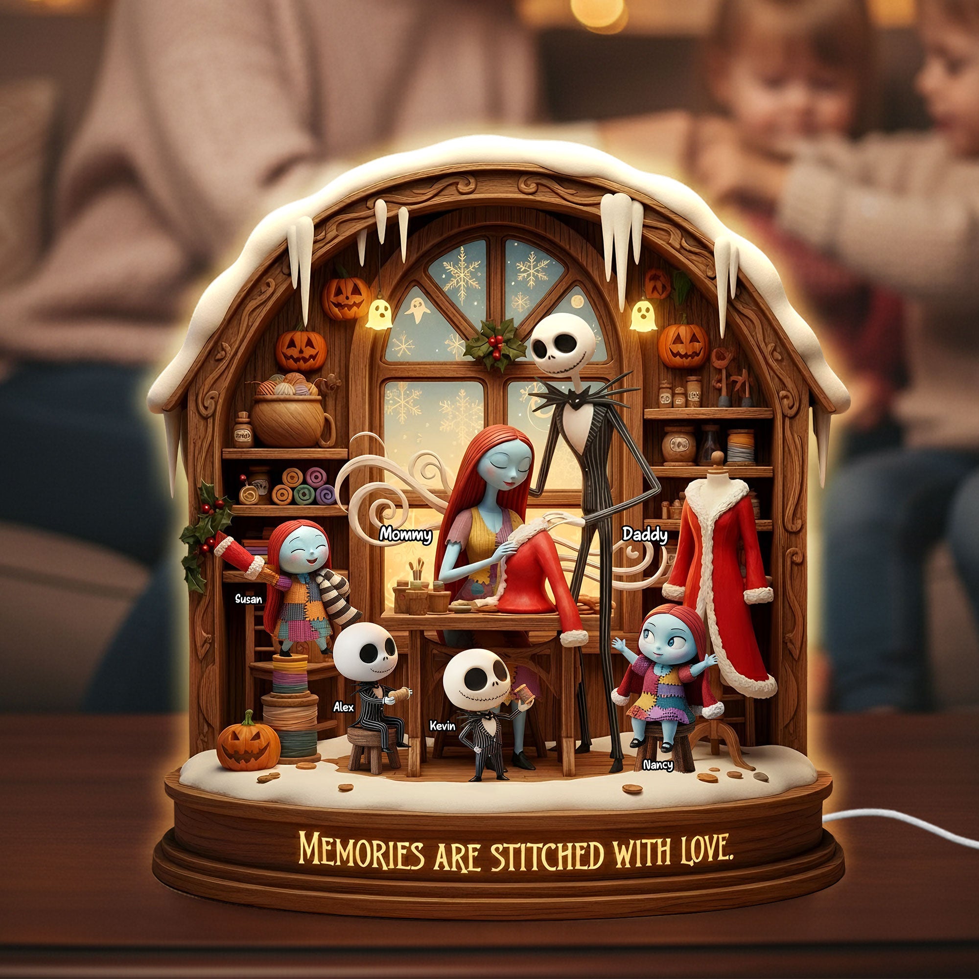 Memories are Stitched with Love - Personalized Sewing Family Light Box Light Box PopCulturePrints