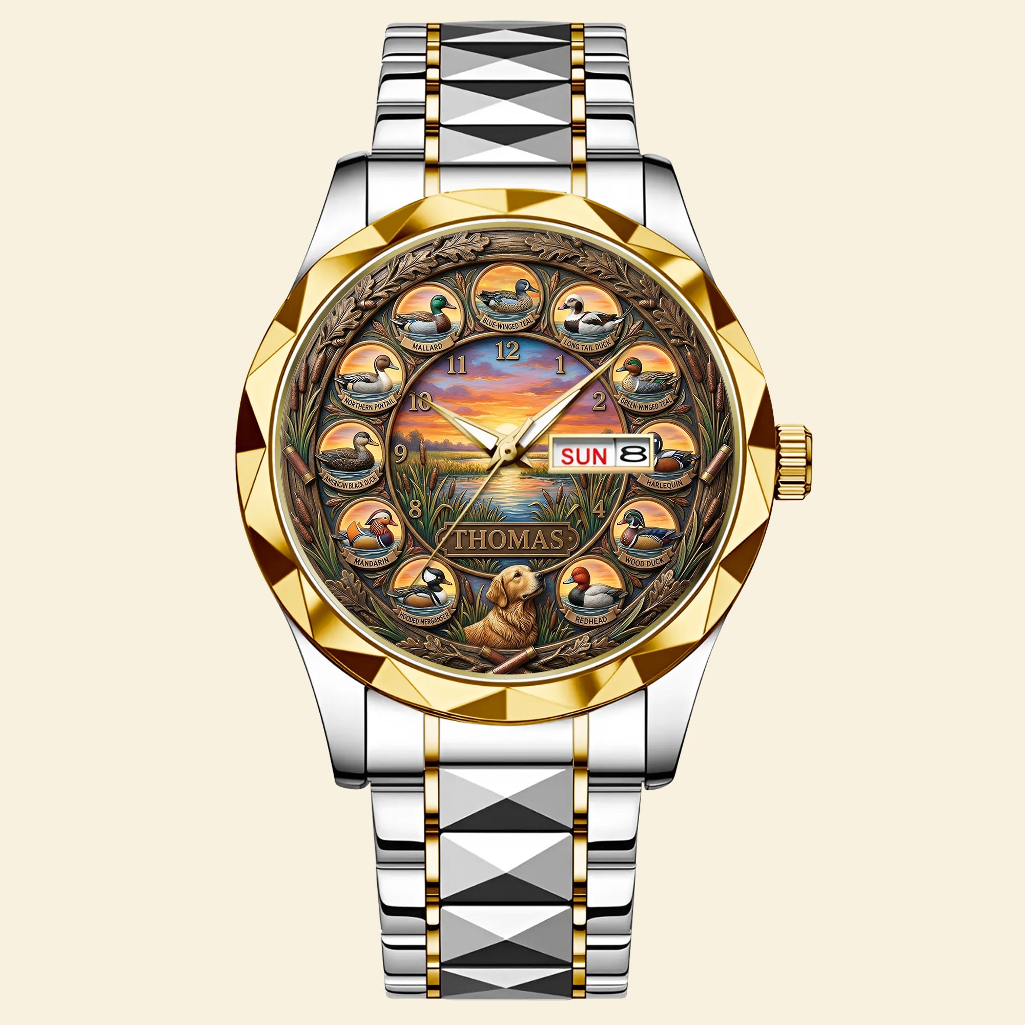 "For the Love of the Hunt: A Unique Timepiece" - Waterfowl Duck Hunting Steel Men's Watch - Personalized Gift for Hunters Men's Watch PopCulturePrints
