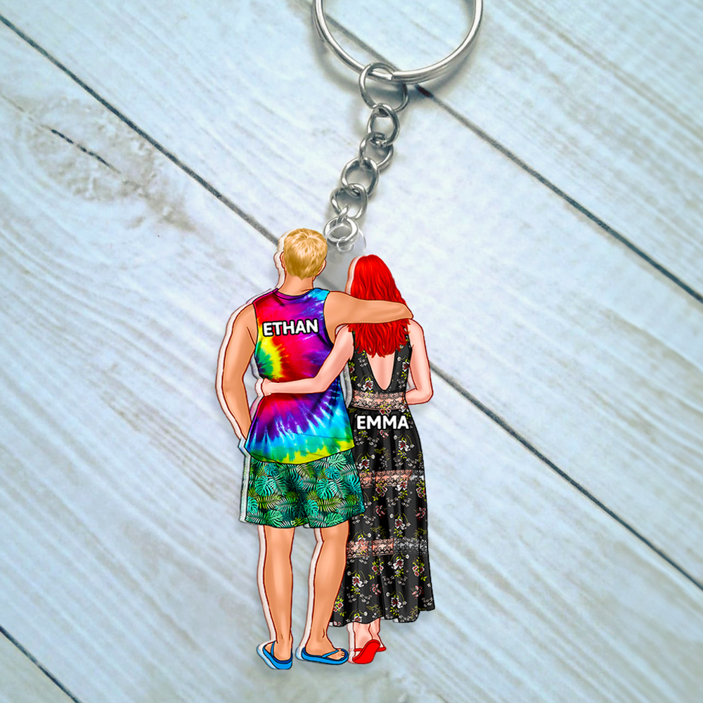 Personalized Summer Couple Keychain | Unique Valentine's Day Gifts for Couples Keychains PopCulturePrints