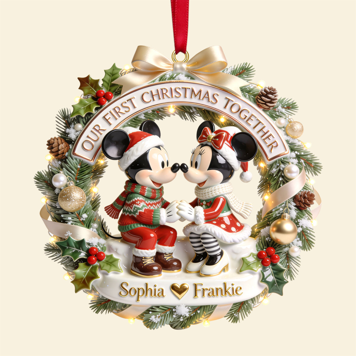 Celebrate Your Love with Our First Christmas Together Ornament - Personalized Gift for Couples Ornament PopCulturePrints