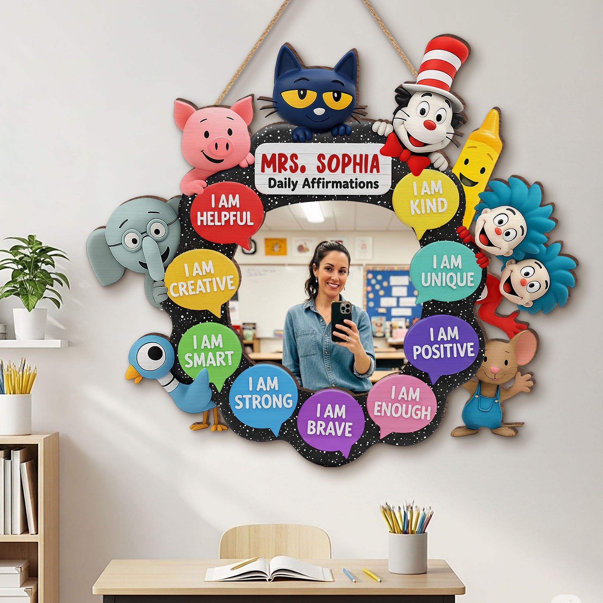 I Am Enough! - Cute Teacher Mirror - Personalized Gifts For Teacher Mirror PopCulturePrints