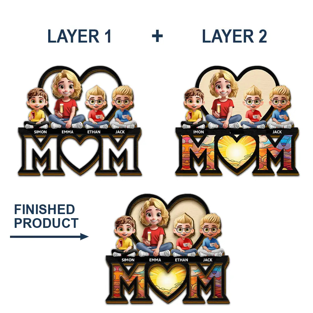 We Love You Mom - Personalized 3D Cartoon Car Visor Clip Car Visor Clip PopCulturePrints