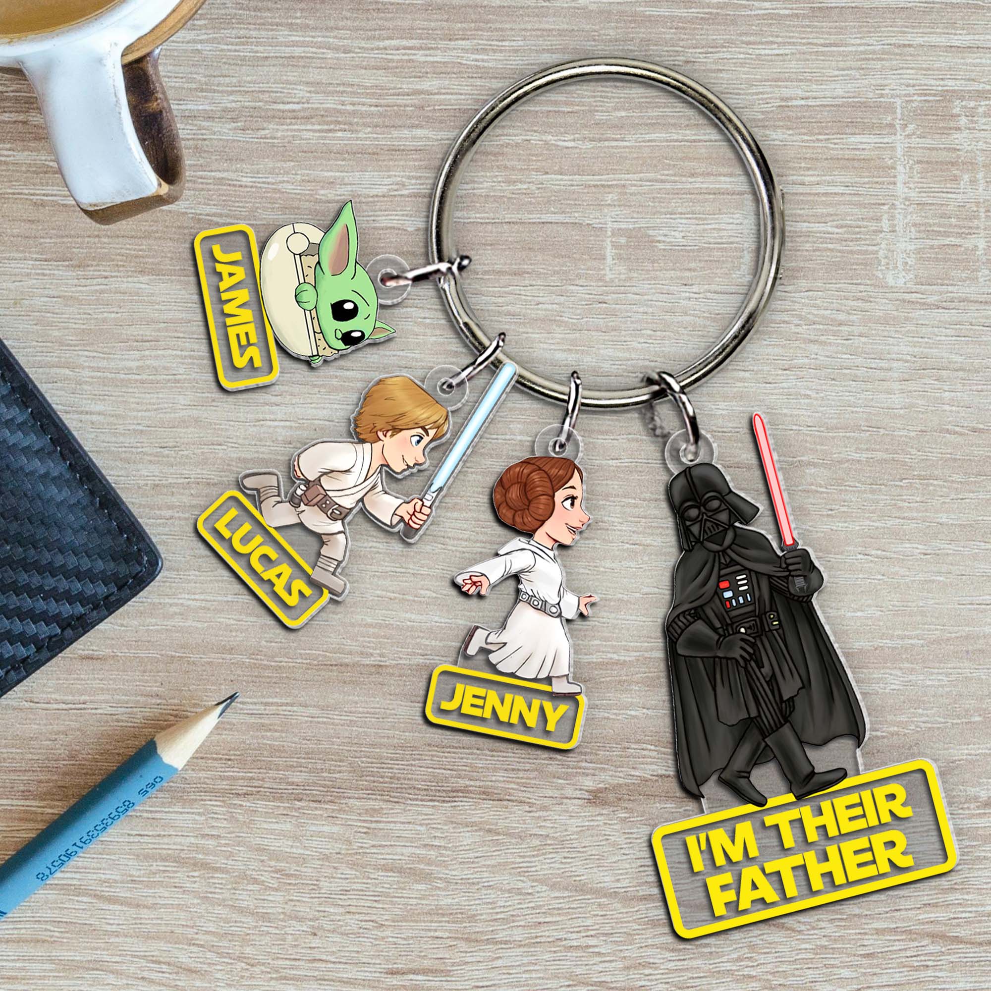 Personalized Father's Day Keychain - Galactic Theme Keychains PopCulturePrints