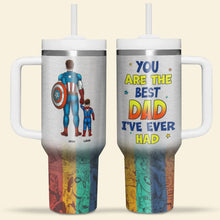Load image into Gallery viewer, Super Dad Personalized Tumbler - Heroic Gift for Father&#39;s Day Tumbler Cup PopCulturePrints
